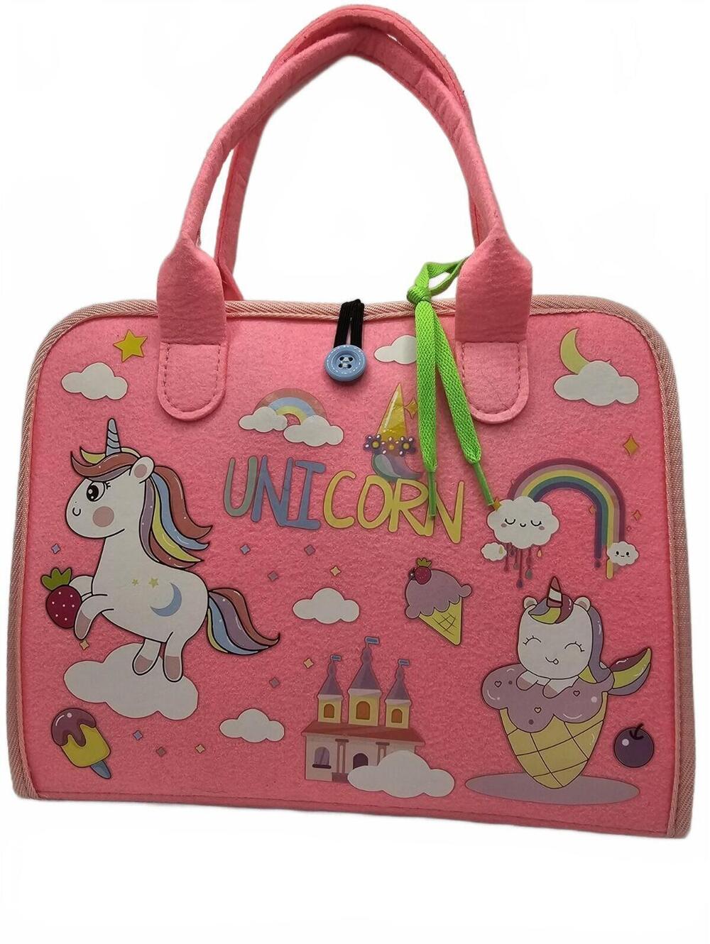 Montessori Busy Board Toy Pink Unicorn Toddler Sensory Quiet Book Travel Felt